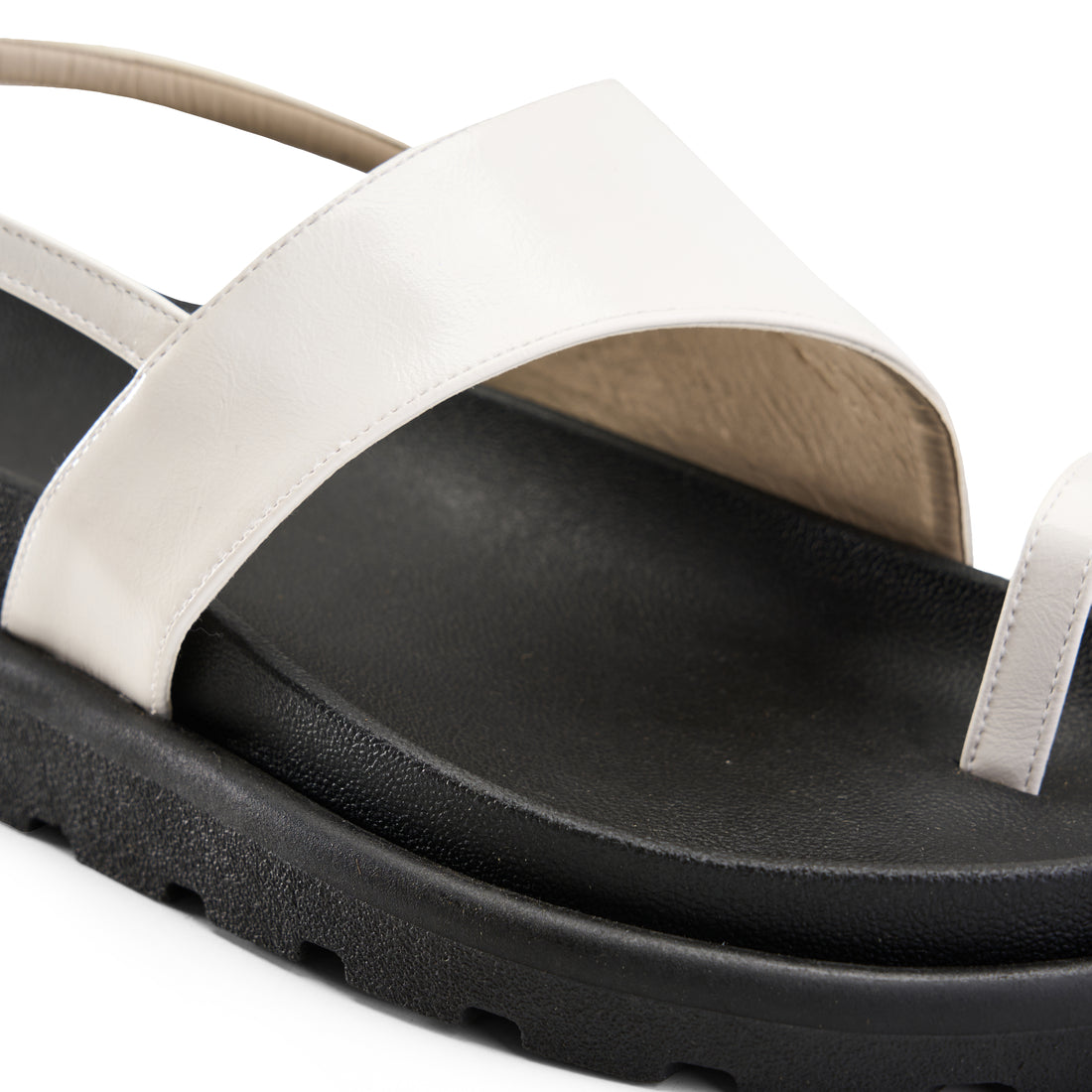 Toe-Loop Ankle Strap Sandals - White