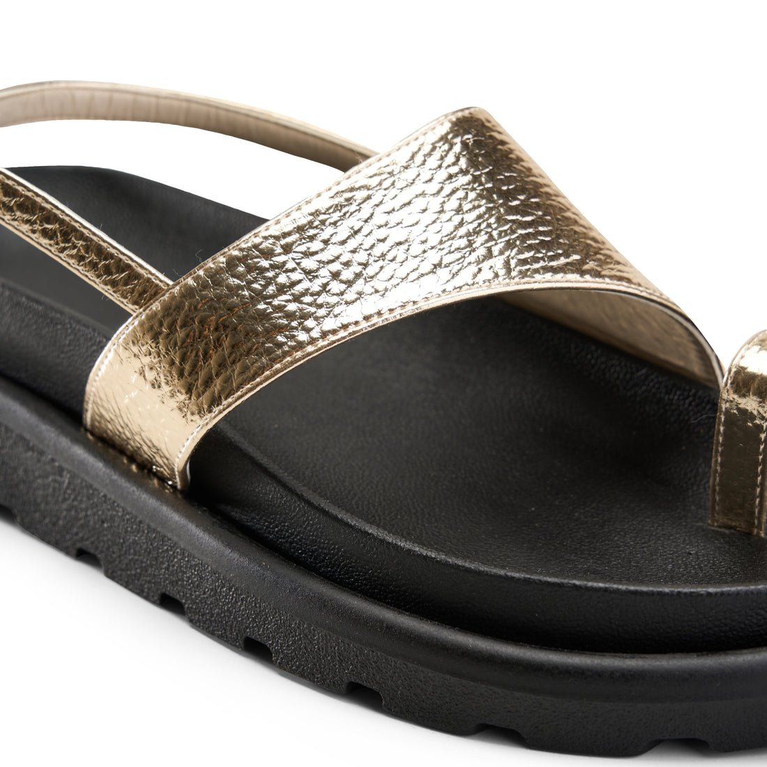 Toe-Loop Ankle Strap Sandals - Gold
