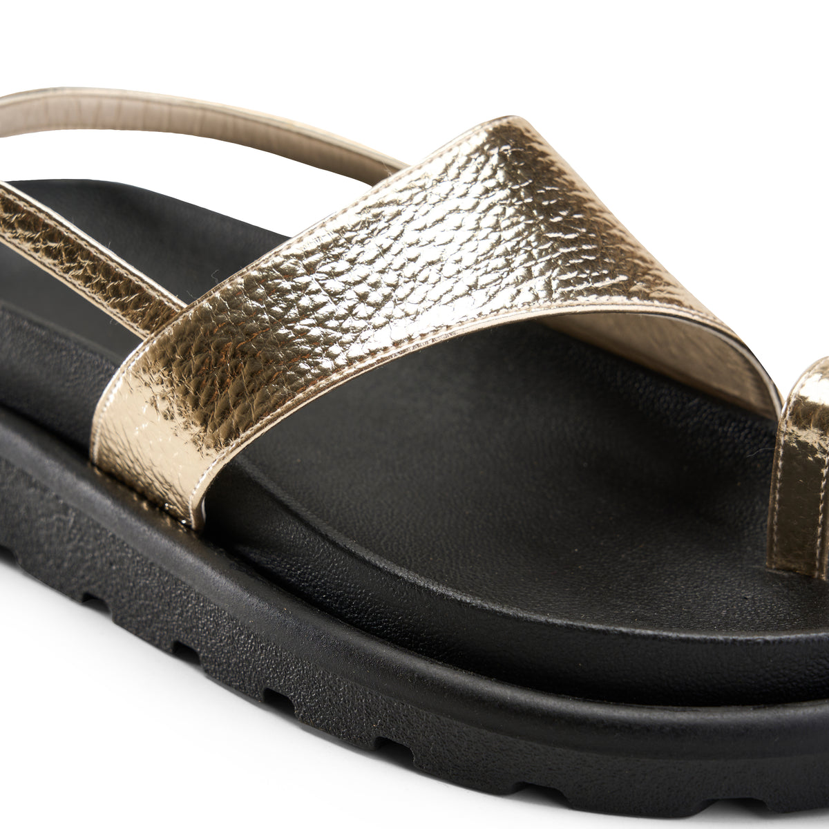 Toe-Loop Ankle Strap Sandals - Gold