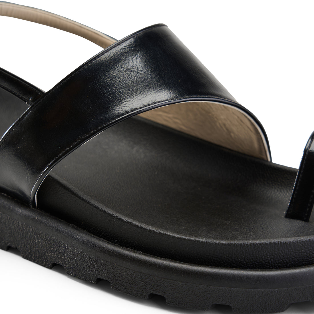 Toe-Loop Ankle Strap Sandals - Black