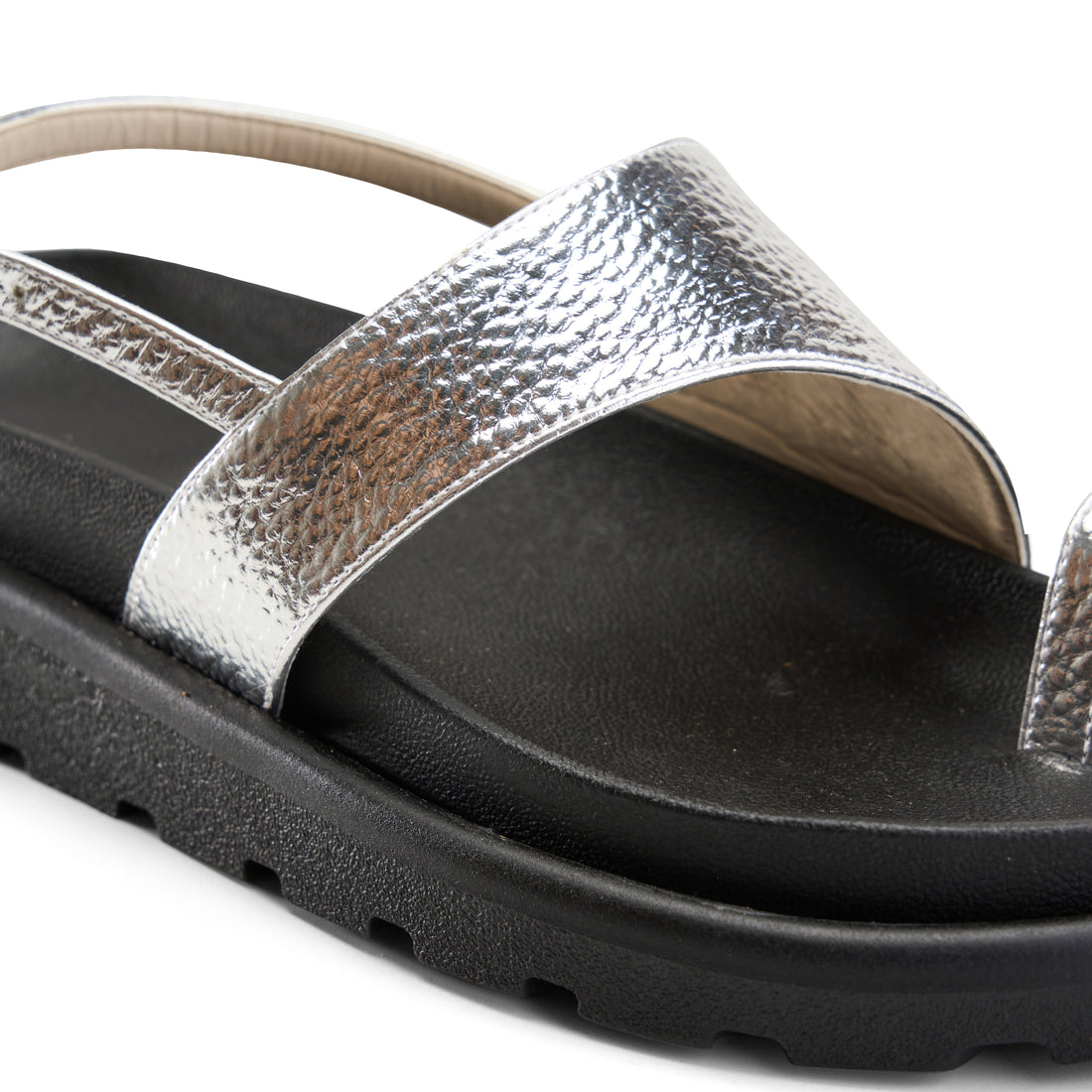 Toe-Loop Ankle Strap Sandals - Silver