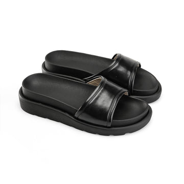 Wide Strap Slipper - Black