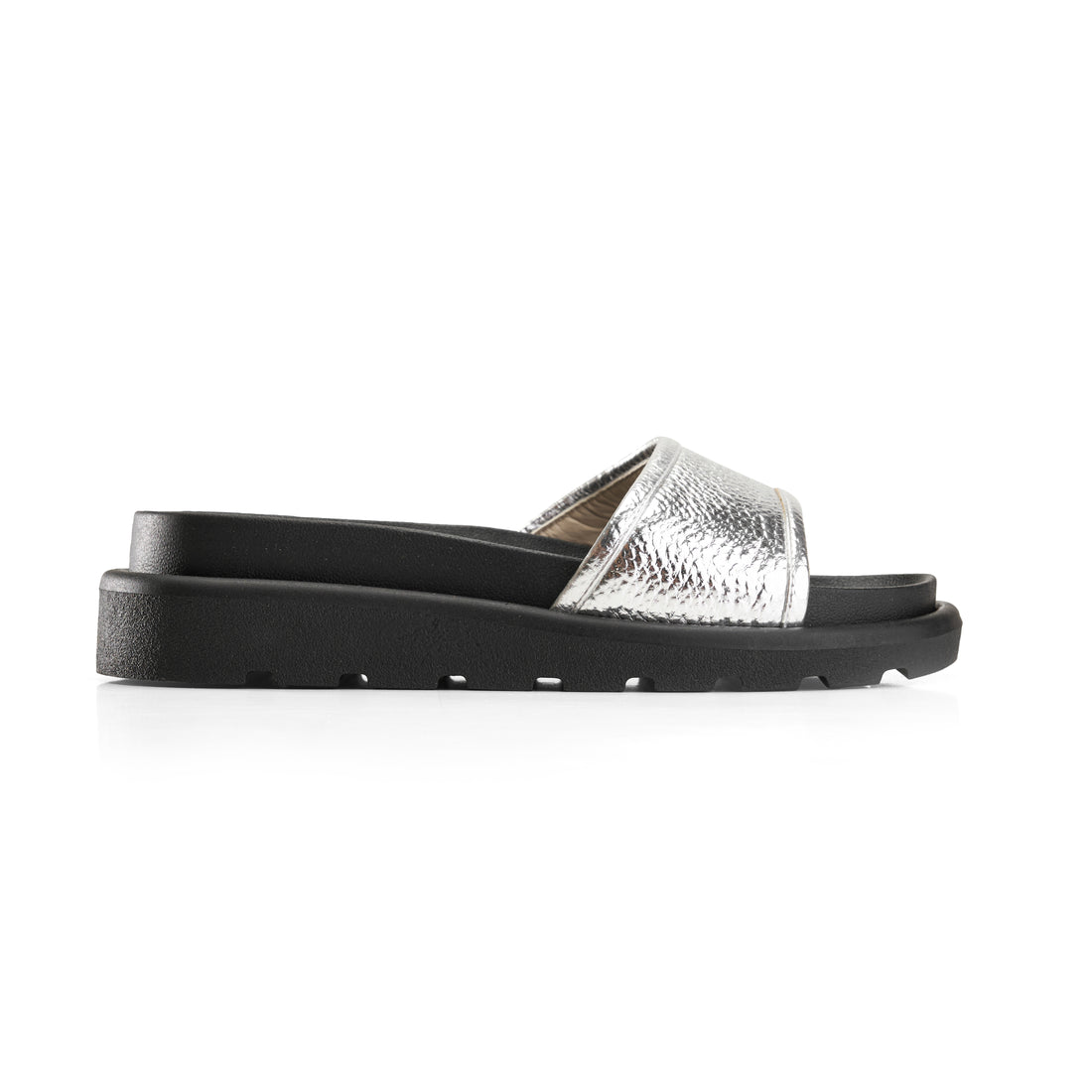 Linear Strap Slipper - Silver