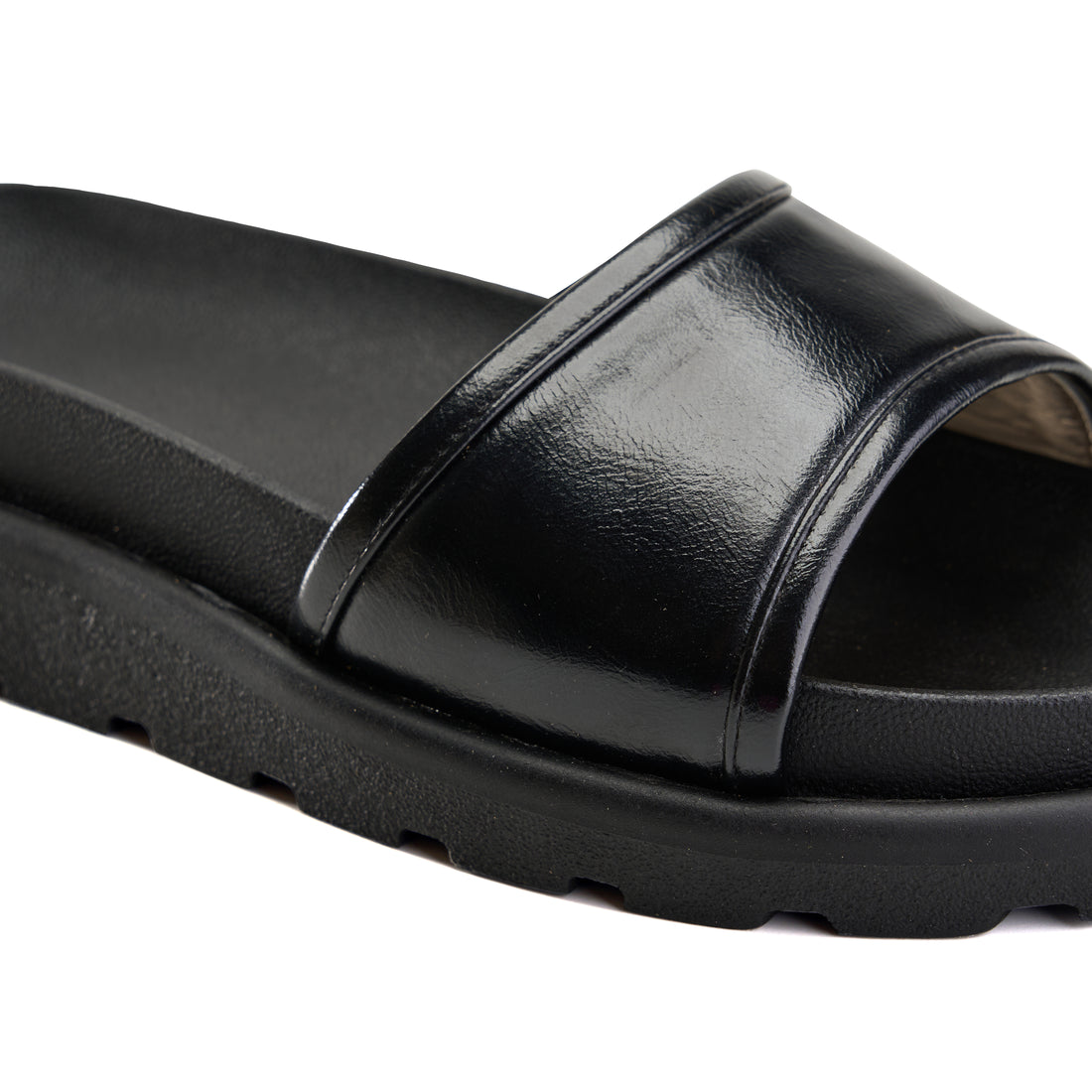 Wide Strap Slipper - Black