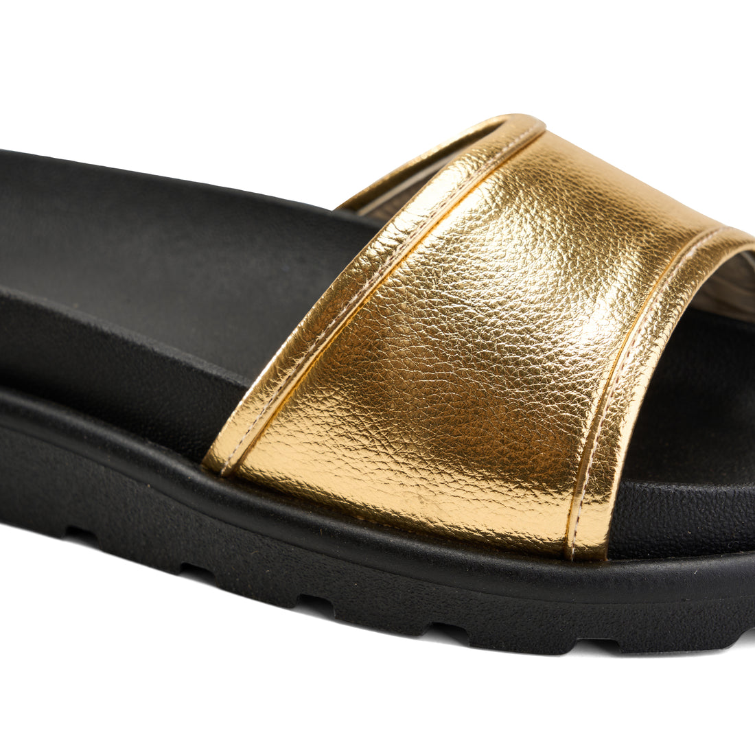 Linear Strap Slipper - Gold