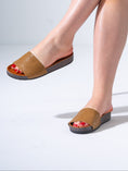 Load image into Gallery viewer, Chic Scaled Open-Toe Mules - CAFE
