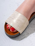Load image into Gallery viewer, Snake-Effect Metallic Comfort Slides - BEIGE
