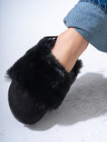 Load image into Gallery viewer, Suede Fur-Trimmed Clogs - BLACK

