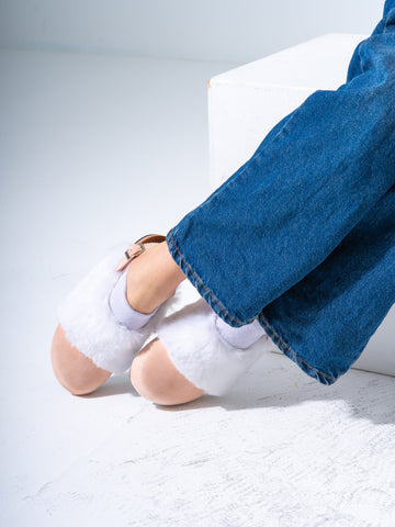 Suede Fur-Trimmed Clogs -  PINK