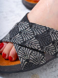 Load image into Gallery viewer, Ethnic Patterned Cross-Strap Slides - BLACK
