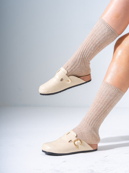Classic Minimalist Platform Clogs - BEIGE