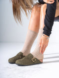 Load image into Gallery viewer, Micro-Studded Faux-Suede Clogs - GREEN
