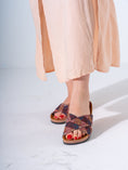 Load image into Gallery viewer, Ethnic Patterned Cross-Strap Slides - MARRON
