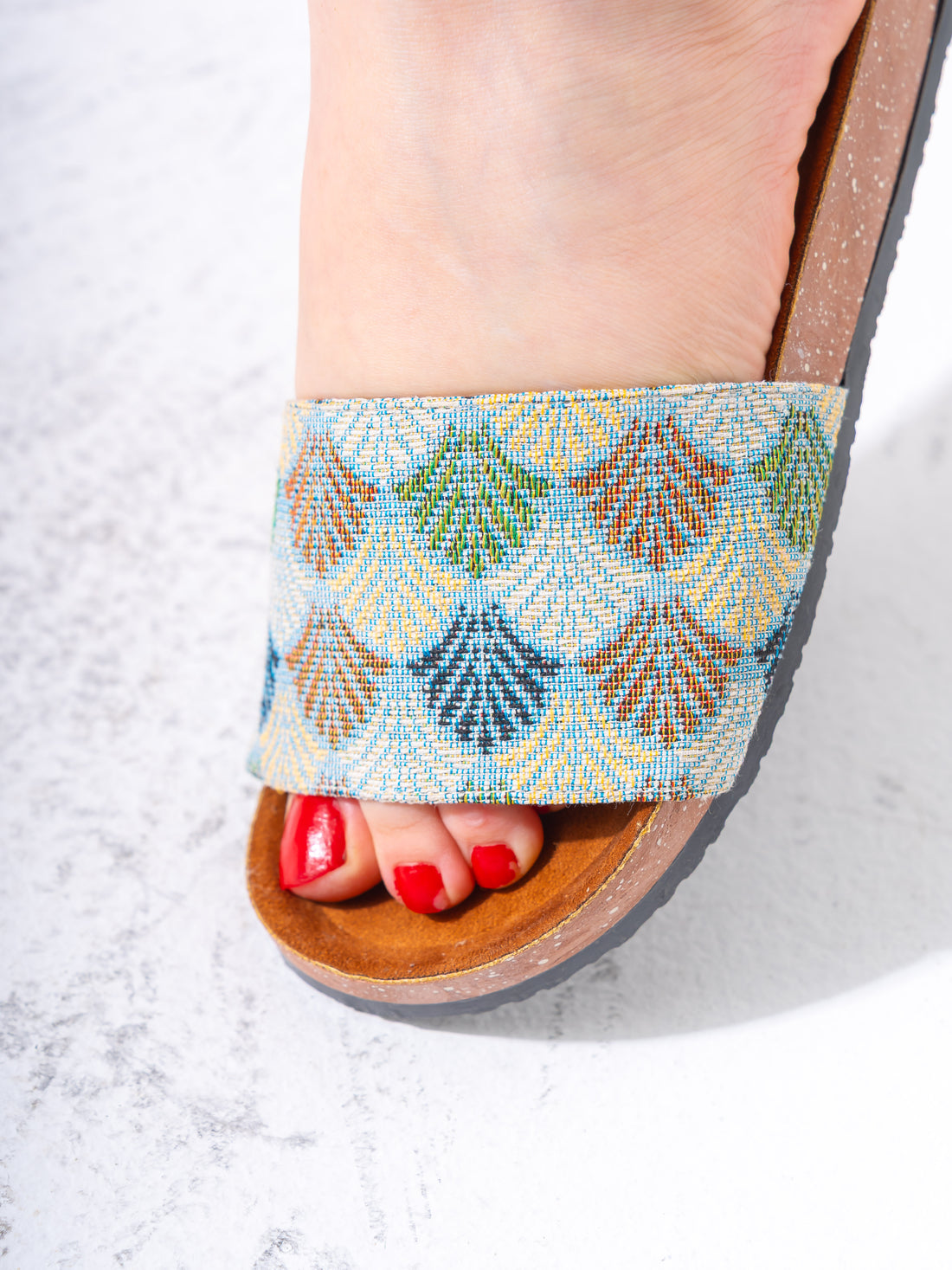 Vintage-Style Tapestry Slide - BABY BLUE