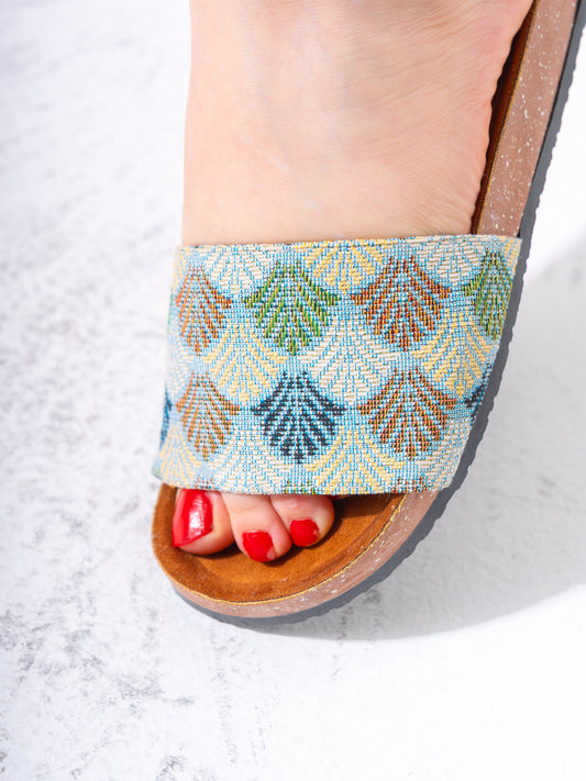 Vintage-Style Tapestry Slide - BABY BLUE
