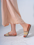 Load image into Gallery viewer, Beaded Ethnic Fabric Slipper - BEIGE
