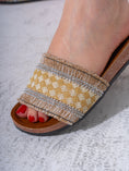 Load image into Gallery viewer, Beaded Ethnic Fabric Slipper - BEIGE
