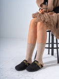 Load image into Gallery viewer, Suede Geometric-Strap Clogs - BLACK
