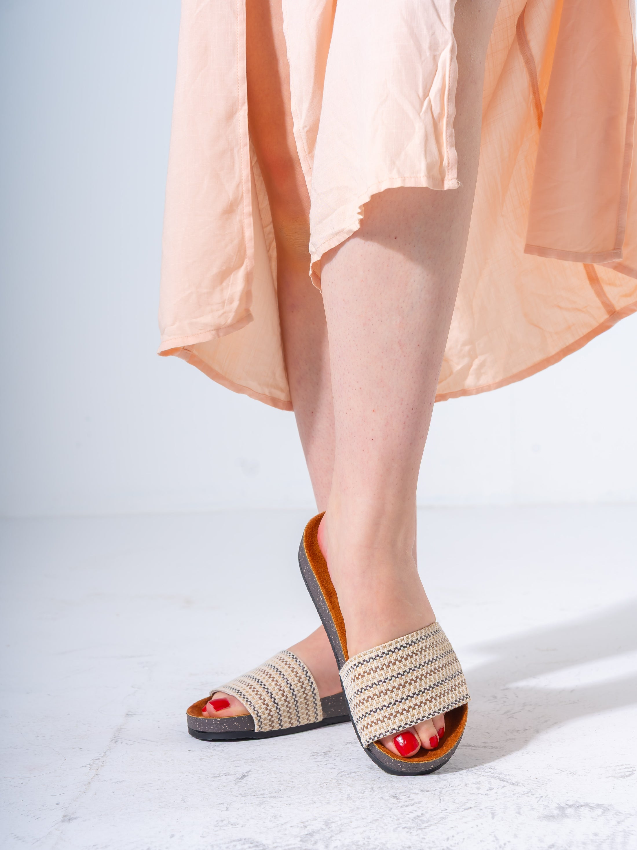 Bohemian Textured Slipper - BEIGE