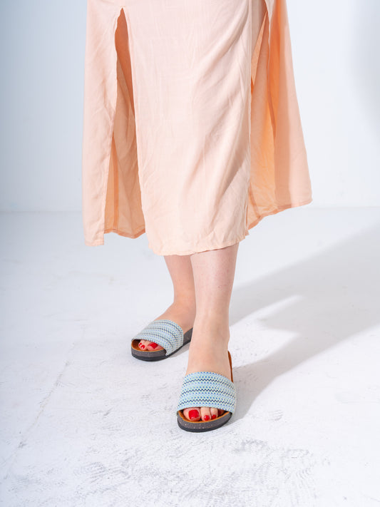 Bohemian Textured Slipper - BLUE