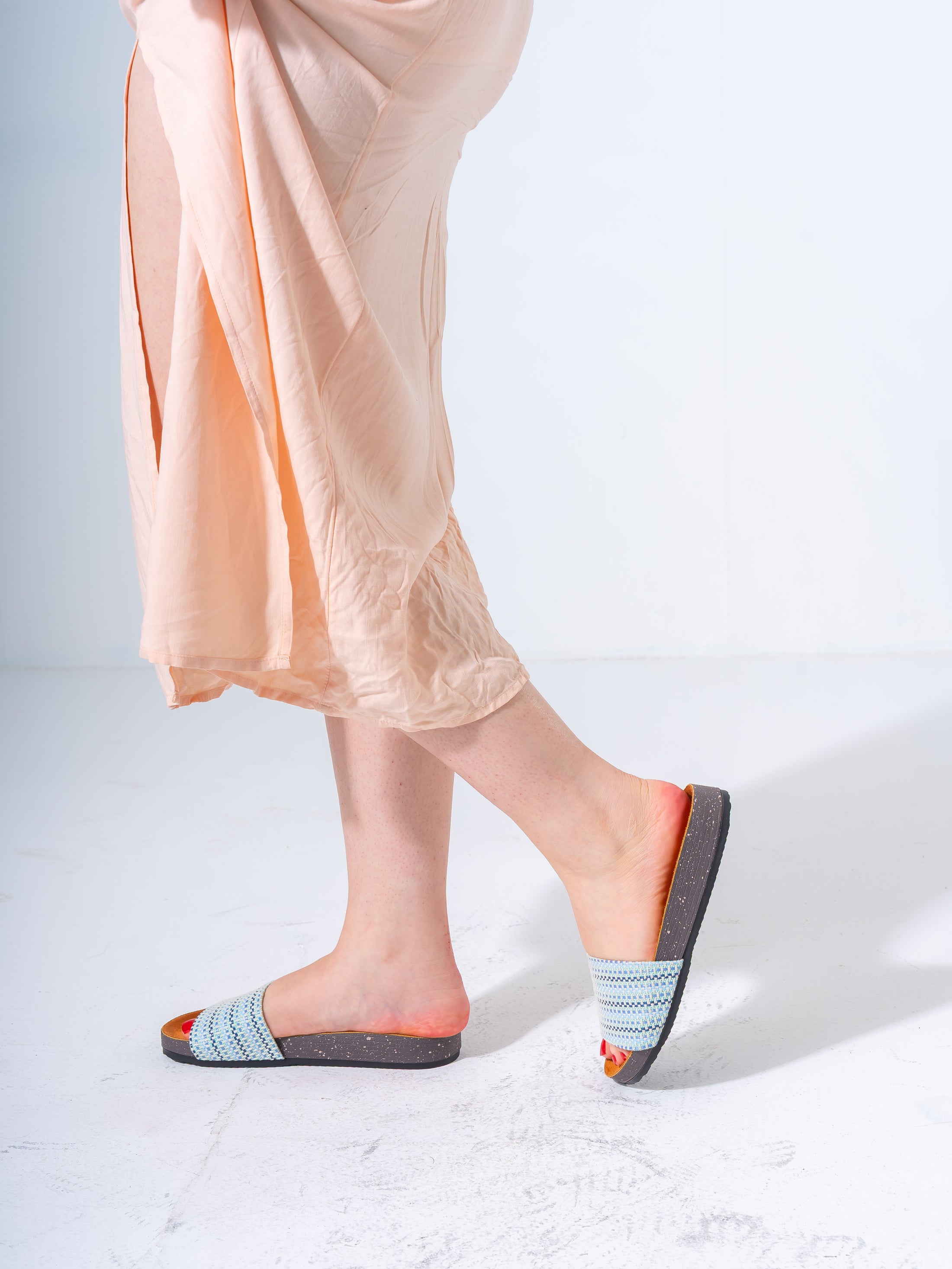 Bohemian Textured Slipper - BLUE