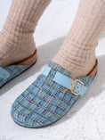 Load image into Gallery viewer, Textured Tweed Buckled Clogs - BLUE
