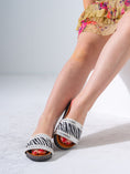 Load image into Gallery viewer, Zebra-Pattern Woven Slides - WHITE
