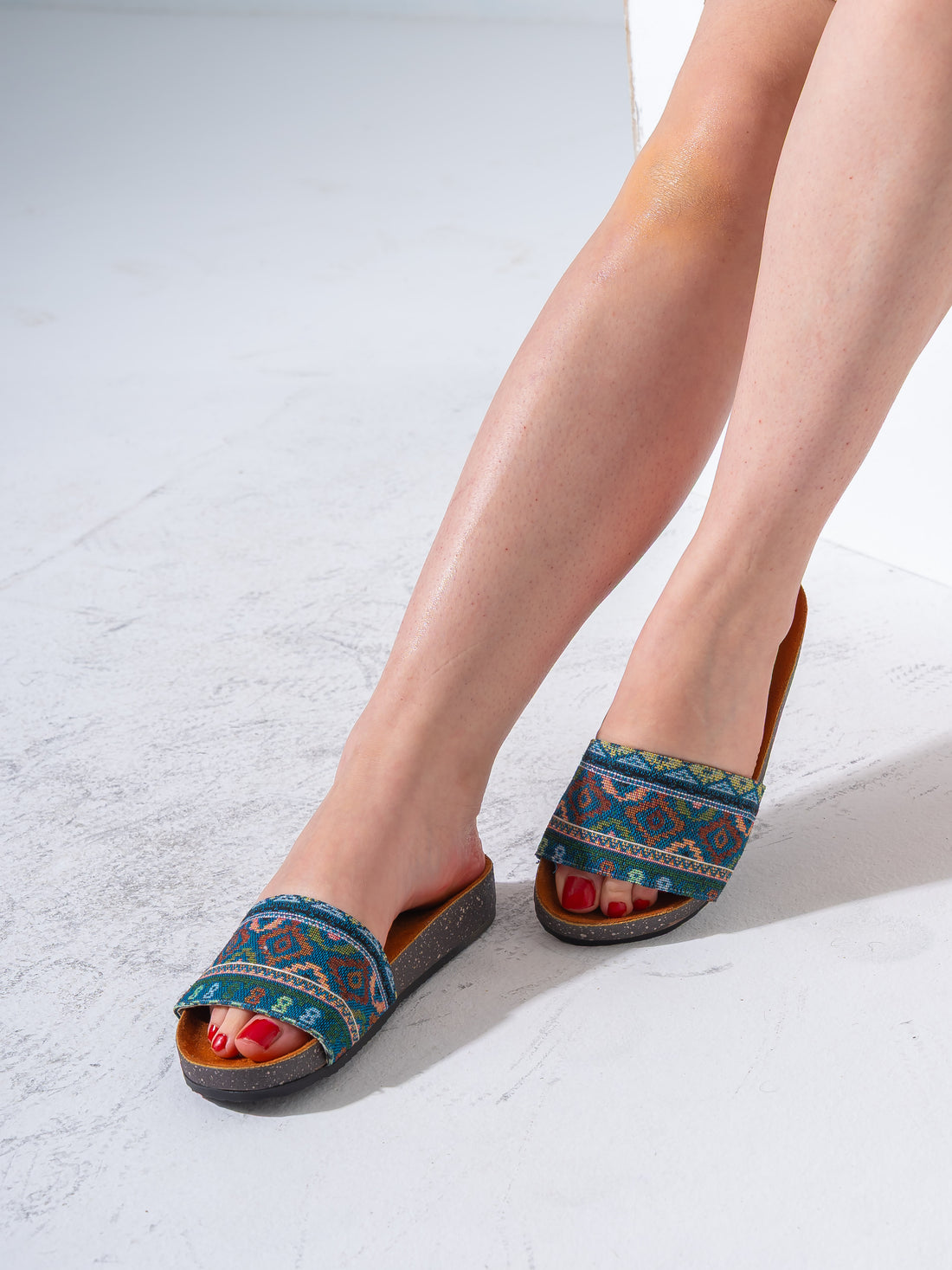 Boho Tribal Print Slides - DARK BLUE