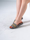 Load image into Gallery viewer, Zebra-Pattern Woven Slides - BLACK
