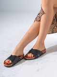 Load image into Gallery viewer, Embossed Cross Slides - BLACK
