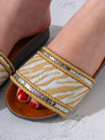 Load image into Gallery viewer, Zebra-Pattern Woven Slides - GOLD

