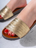 Load image into Gallery viewer, Metallic Ruched Comfort Slides - GOLD
