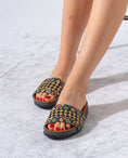 Load image into Gallery viewer, Woven Tribal Print Comfort Slides - YELLOW
