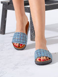 Load image into Gallery viewer, Studded Woven Strap Platform Slides - BLUE
