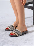 Load image into Gallery viewer, Rhinestone Strip Woven Slipper - BROWN
