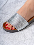 Load image into Gallery viewer, Metallic Ruched Comfort Slides - SILVER
