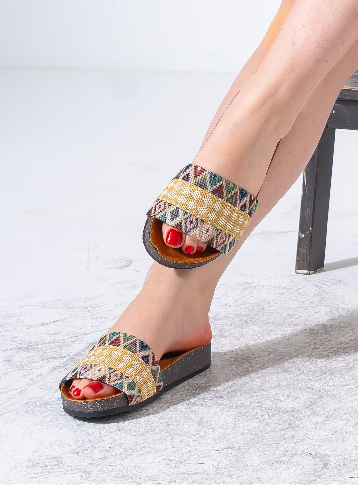Tribal Motif Comfort Slippers - YELLOW