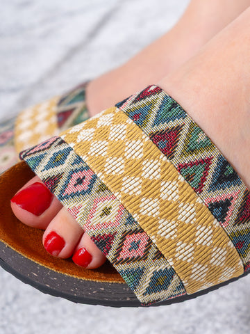 Tribal Motif Comfort Slippers - YELLOW