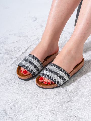 Ethno-Chic Textured Slippers - GRAY