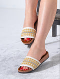 Load image into Gallery viewer, Rhinestone Strip Woven Slipper - GOLD
