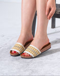 Load image into Gallery viewer, Rhinestone Strip Woven Slipper - GOLD
