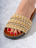 Load image into Gallery viewer, Studded Woven Strap Platform Slides - YELLOW
