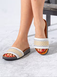 Load image into Gallery viewer, Embellished Ethno-Print Slippers - WHITE
