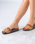 Load image into Gallery viewer, Textured Ethnic Motif Slippers - CAMEL
