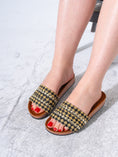 Load image into Gallery viewer, Studded Woven Strap Platform Slides - GOLD
