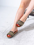 Load image into Gallery viewer, Rhinestone Strip Woven Slipper - BLACK
