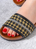 Load image into Gallery viewer, Rhinestone Strip Woven Slipper - BLACK
