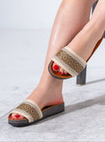 Load image into Gallery viewer, Embellished Ethno-Print Slippers - BEIGE

