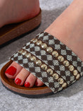 Load image into Gallery viewer, Studded Woven Strap Platform Slides - BROWN

