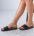 Load image into Gallery viewer, Snake-Effect Metallic Comfort Slides - BLACK
